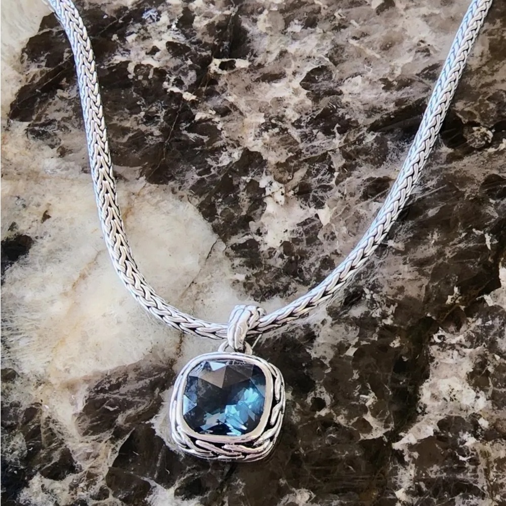 John Hardy designer necklace + earring topaz